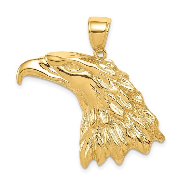 14k Yellow Gold Extra Large Polished Eagle Head Pendant